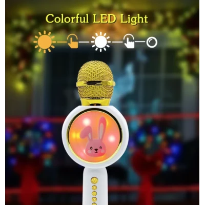 Microfon Karaoke cu Bluetooth pentru copii X6 model IEPURAS