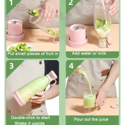 Mini blender portabil smoothie si shake incarcare usb 6 lame otel Inoxidabil 380 ml