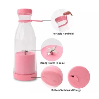 Mini blender portabil smoothie si shake incarcare usb 6 lame otel Inoxidabil 380 ml