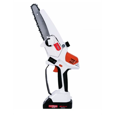 UB Mini fierastrau Edon MX294 Profesional 2 acumulatori 42 V 8Ah rezervor ulei sistem ungere lant lama 20 cm NEGRU CU PORTOCALIU