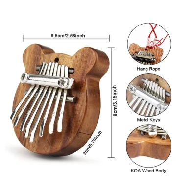 Mini Kalimba cu 8 Clape si Urechiuse portabil ideal pentru incepatori si copii