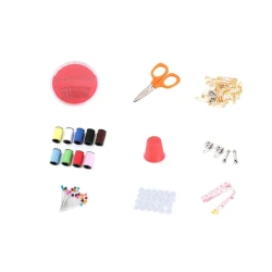 Mini kit de cusut 112 accesorii incluse, portabil 12x8 cm