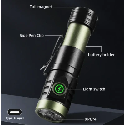 Mini Lanterna puternica de mana BL402x extensibila cu 4 LED si 3000 lumeni