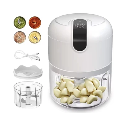 Mini tocator electric de bucatarie incarcare USB 250ml cu 3 lame Alb