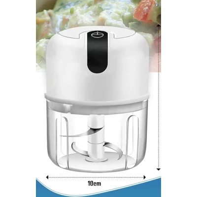 Mini tocator electric de bucatarie incarcare USB 250ml cu 3 lame Alb