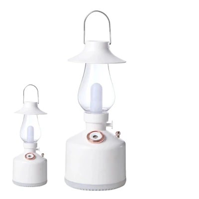 Mini umidificator ALB cu lampa vintage si schimbare de culoare