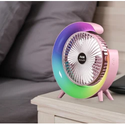 Mini ventilator de birou rotund cu LED RGB 