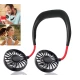 Mini ventilator portabil dublu pentru gat cu acumulator si 3 trepte de viteza ROSU/NEGRU OFF
