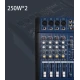 Mixer audio profesional cu amplificare putere 2x250 W 4 canale 16 efecte egalizator 5 benzi