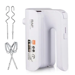 Mixer electric de mana 800W 3 trepte viteze si 2 accesorii pentru batut si framantat ALB