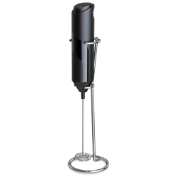 Mixer spuma de lapte negru cu stand vertical ideal pentru cappuccino caffe latte