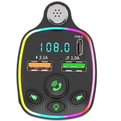 Modulator FM Andowl Q C71 cu 3 porturi USB microfon handsfree incarcare USB 3.1A