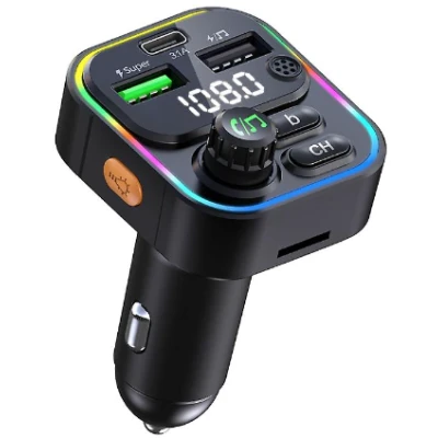 Modulator FM Auto cu Funcție Bluetooth Wireless RGB 7 Culori