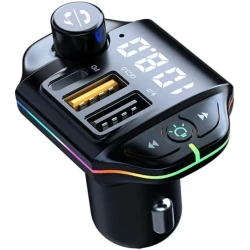 Modulator Fm auto ZTB A10 20W Rgb cu incarcare rapida  Negru