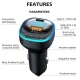Modulator FM C33 Radio functie Bluetooth Led Multicolor USB A USB C Negru￼