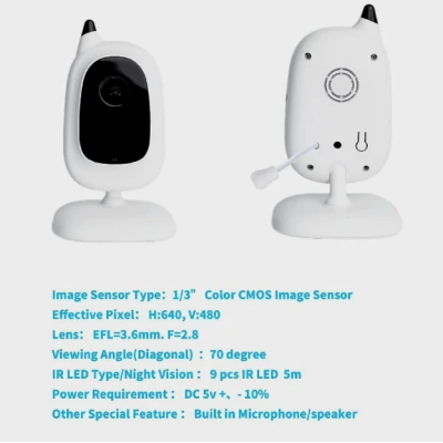 Monitor video pentru bebelusi cu camera si ecran LCD de 3.2 inchi cu camera vedere nocturna