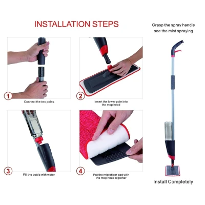 Mop cu pulverizator rotire 360 si laveta din microfibra