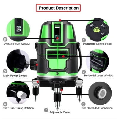 Nivela orizontala/verticala cu laser electric profesional Andowl Q SP01 verde