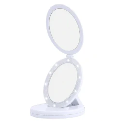 Oglinda cosmetica 2 in 1 Andowl Q MR80 pliabila led efect de lupa reincarcabila