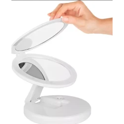 Oglinda cosmetica 2 in 1 Andowl Q MR80 pliabila led efect de lupa reincarcabila