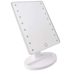 Oglinda pentru machiaj 16 LEDuri ecran tactil cu baza suport bijuterii Usb Alb