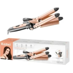 Ondulator pentru par Kemei KM 1010A cu 3 tuburi