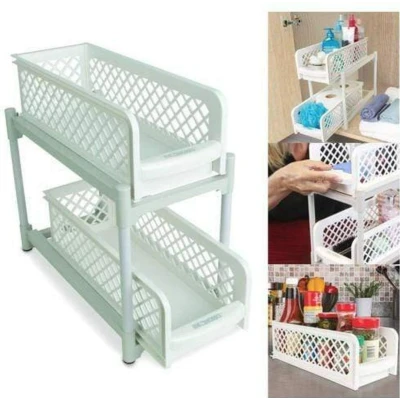 Organizator 2 nivele, pliabil pentru baie sau bucatarie