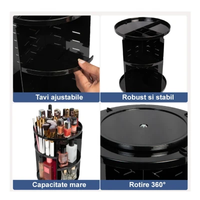 Organizator cosmetice rotativ 360 grade suport ajustabil OFF