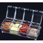 Organizator cu 4 recipiente transparente pentru condimente