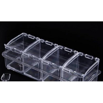 Organizator cu 4 recipiente transparente pentru condimente