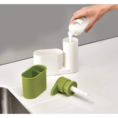 Organizator pentru chiuveta 2in1 plastic, alb/verde