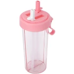 Pahar dublu 600 ml cu 2 paie ROZ