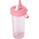Pahar dublu 600 ml cu 2 paie ROZ