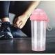 Pahar dublu 600 ml cu 2 paie ROZ