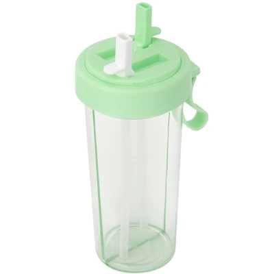 Pahar dublu 600 ml cu 2 paie VERDE