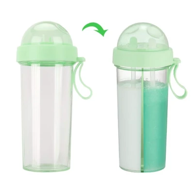 Pahar dublu 600 ml cu 2 paie VERDE
