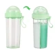 Pahar dublu 600 ml cu 2 paie VERDE
