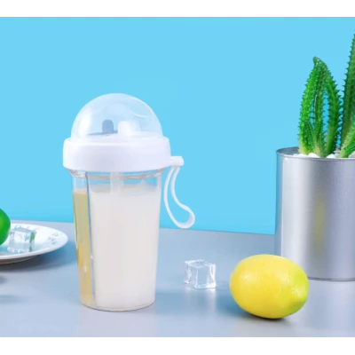 Pahar dublu pentru apa 400 ml cu 2 paie