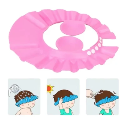 Palarie tip aparatoare pentru ochi si urechi pentru spalat pe cap si protectie solara pentru bebelusi ROZ
