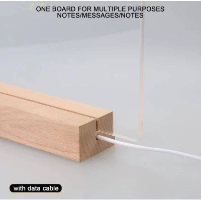 Panou luminos acrilic tip tabla de notite transparenta cu baza din lemn