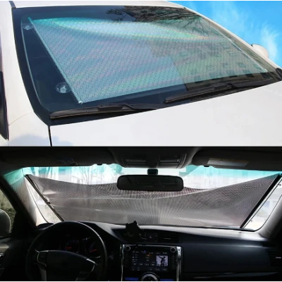 Parasolar auto cu ventuze retractabil GRI 58 cm x 125 cm