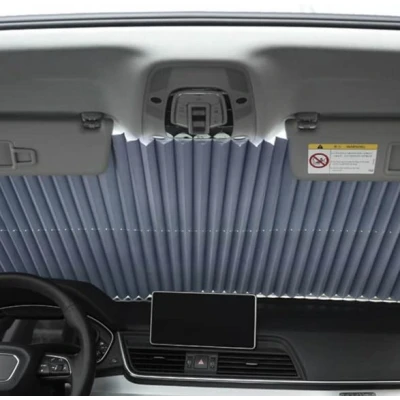 Parasolar auto retractabil impotriva razelor UV, fixare prin ventuze 70 cm