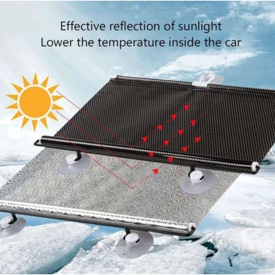 Parasolar retractabil cu ventuze pentru casa sau masina 58X125 cm Gri