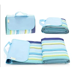 Patura de plaja/picnic tip geanta impermeabila cu dungi 130x150cm