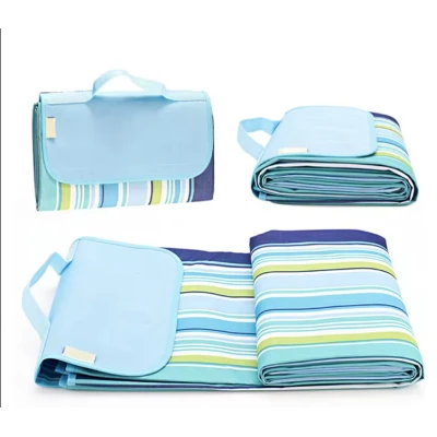 Patura de plaja/picnic tip geanta impermeabila cu dungi 130x150cm