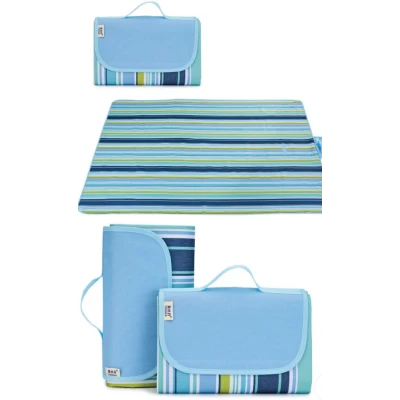 Patura de plaja/picnic tip geanta impermeabila cu dungi 130x150cm