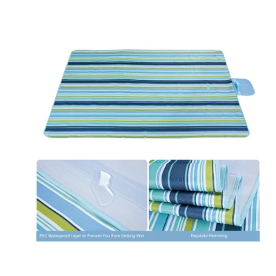 Patura de plaja/picnic tip geanta impermeabila cu dungi 130x150cm