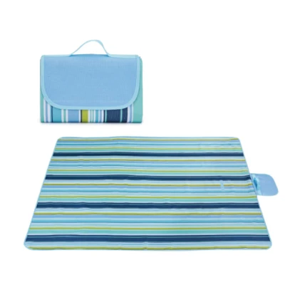Patura de plaja/picnic tip geanta impermeabila cu dungi 130x150cm