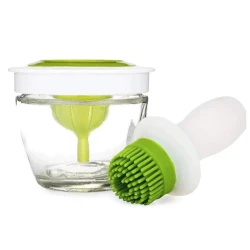 Pensula din silicon pentru ulei recipient inclus alb/verde
