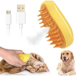 Perie animale cu abur si peri din silicon 3in1 pentru curatare masaj si blana stralucitoare